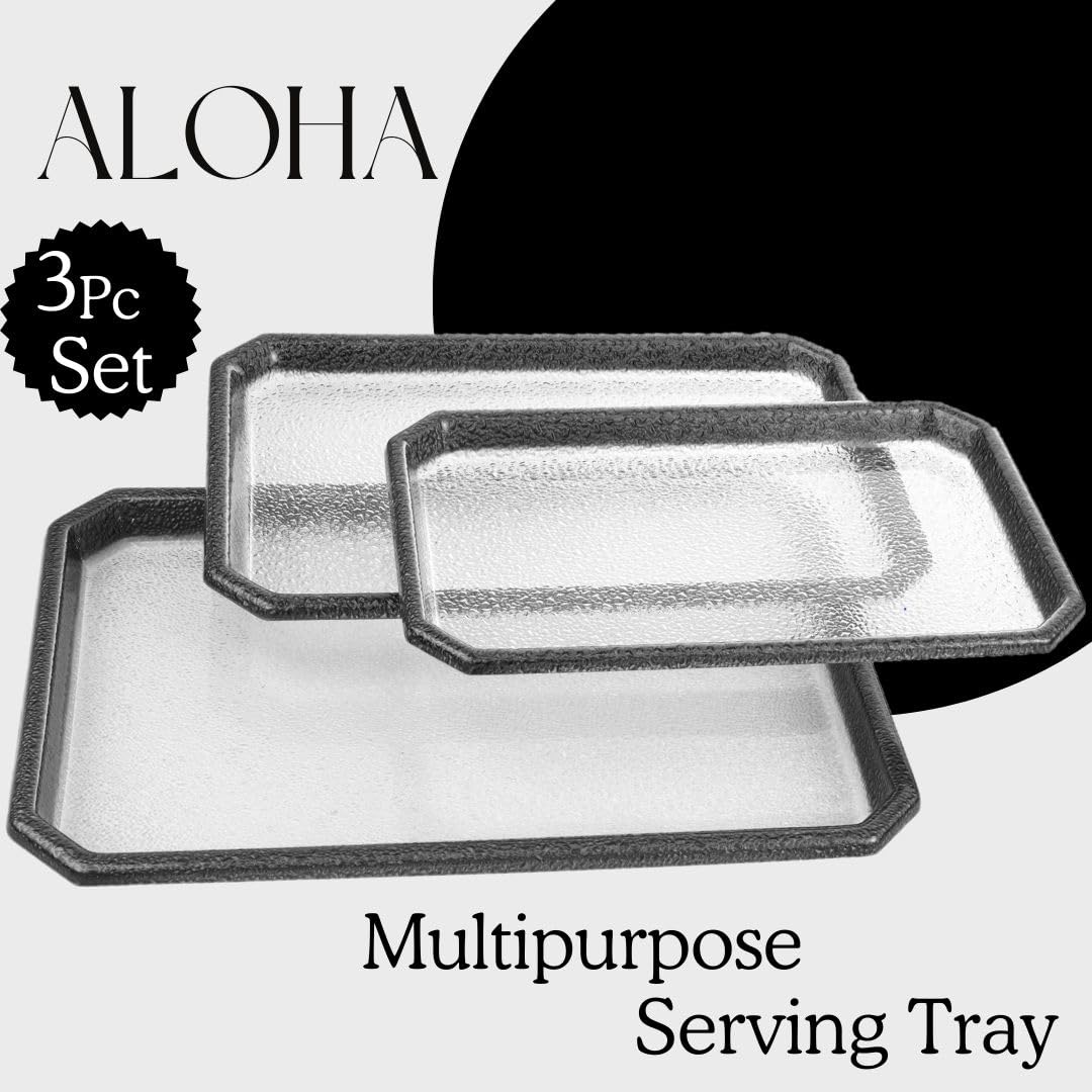 Nabhya Aloha Transparent Jumbo Serving Tray Set of 3Pc Premium